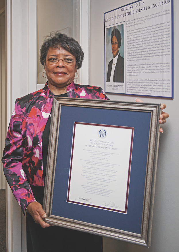 N.H. ‘Cookie’ Scott ’72 at the 2013 dedication of a center for diversity and inclusion named in her honor (Photo by Andrea Dailey).