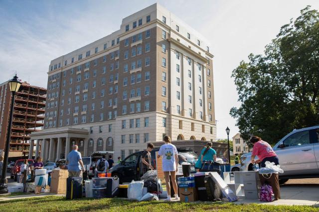 The striking new façade of the rebuilt Frazer Hall welcomed this year’s freshmen on move-in day.